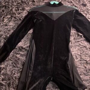 Black Velvet Jumpsuit with Sheer Accents